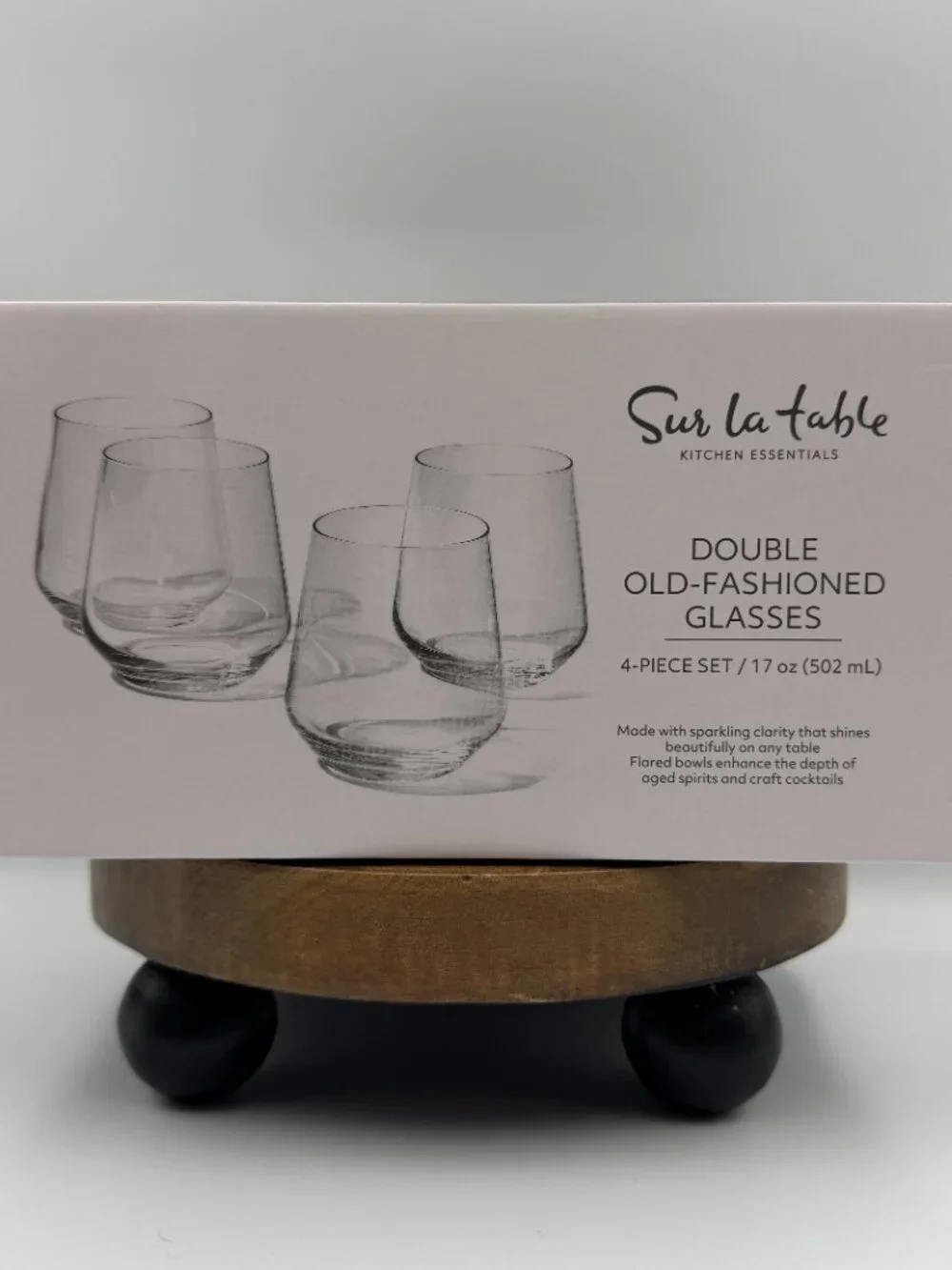 Sur La Table Kitchen Essentials Double Old-Fashioned Glasses 17oz Set of 4 NIB